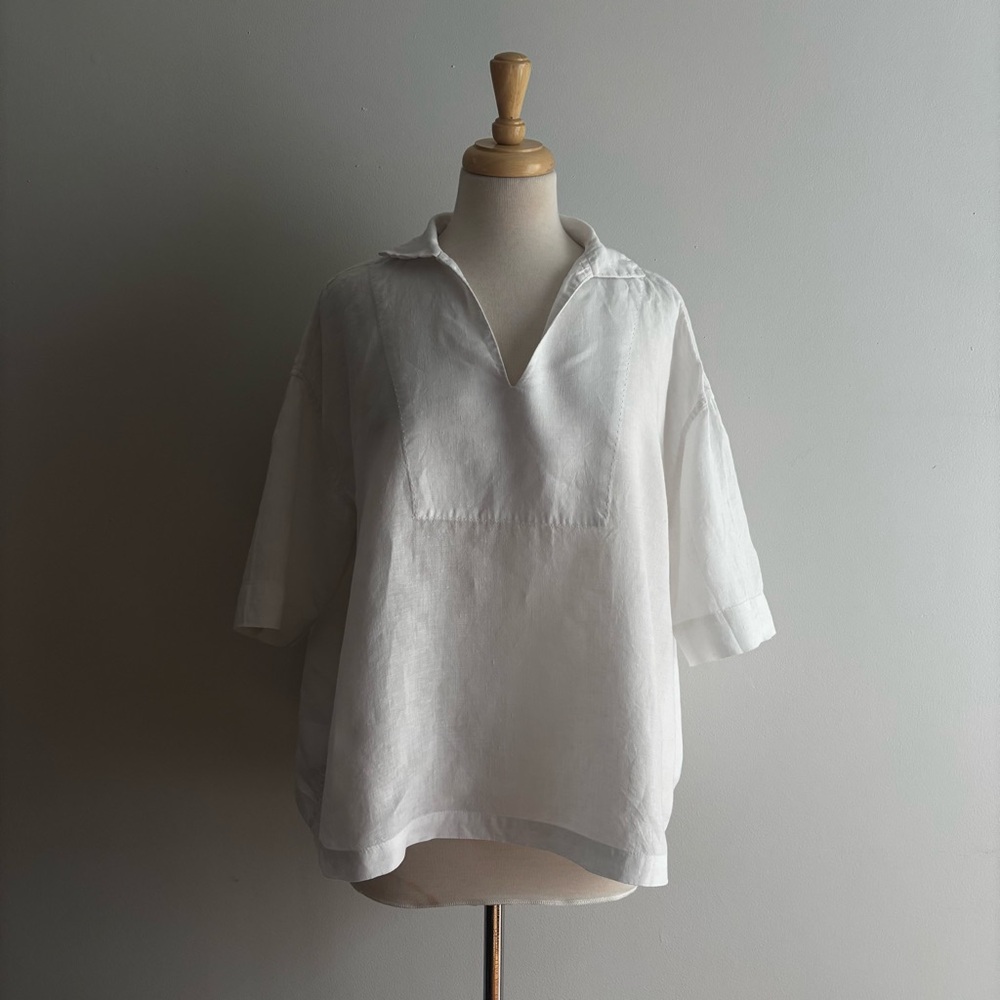 COUNTRY ROAD White Organic French Linen Top / AUS 10